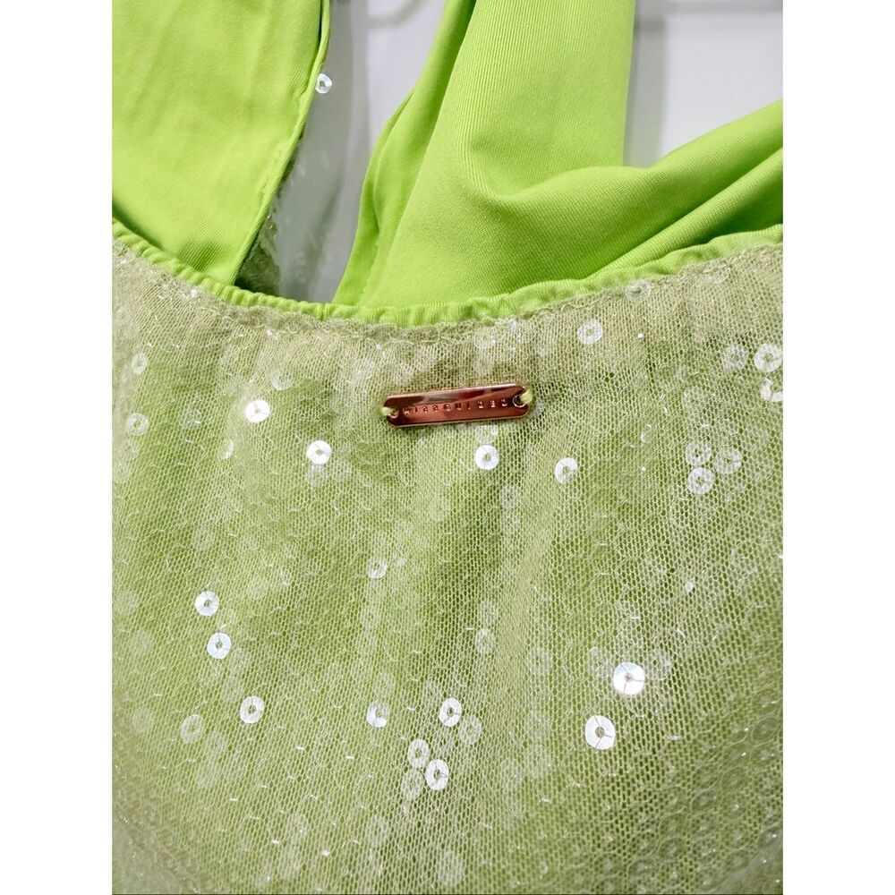Missguided Lime Sequin Halter Mini Dress M - Picture 7 of 10